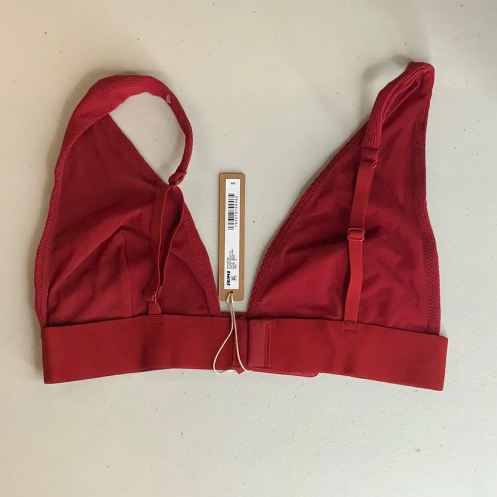 SKIMS cotton rub plunge bralette M BRICK - Picture 2 of 3